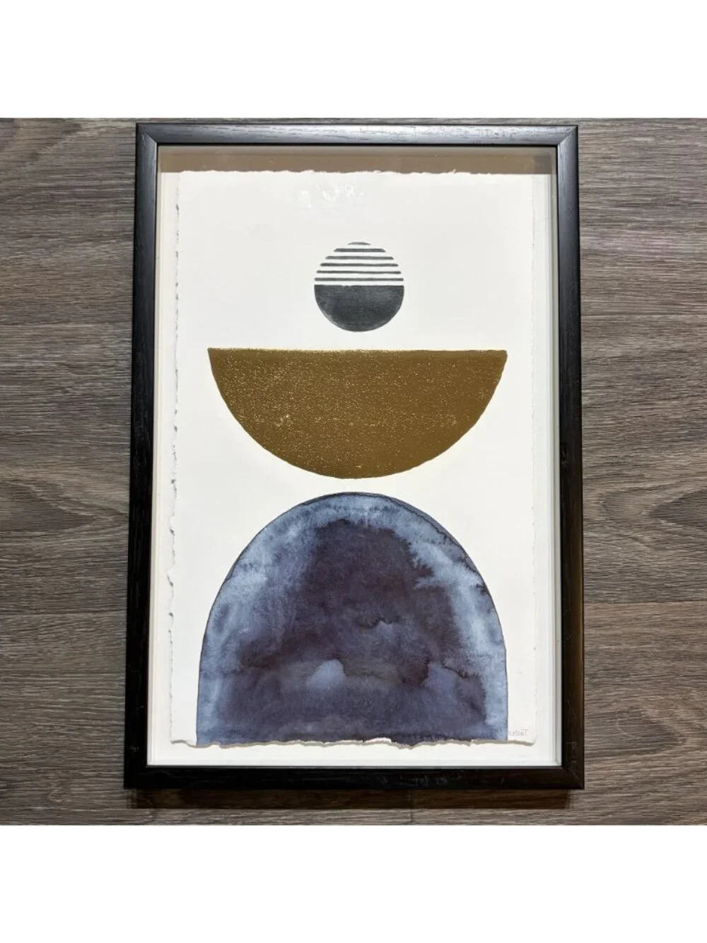 Abstract Geometric Art Print Framed Wall Art Gold Foil Watercolor 16x20 Modern